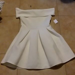 Off the shoulder scuba knit dress